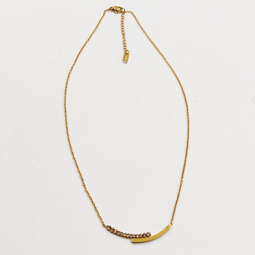 Collier Double Lignes Cristaux et Dorée Luxe
