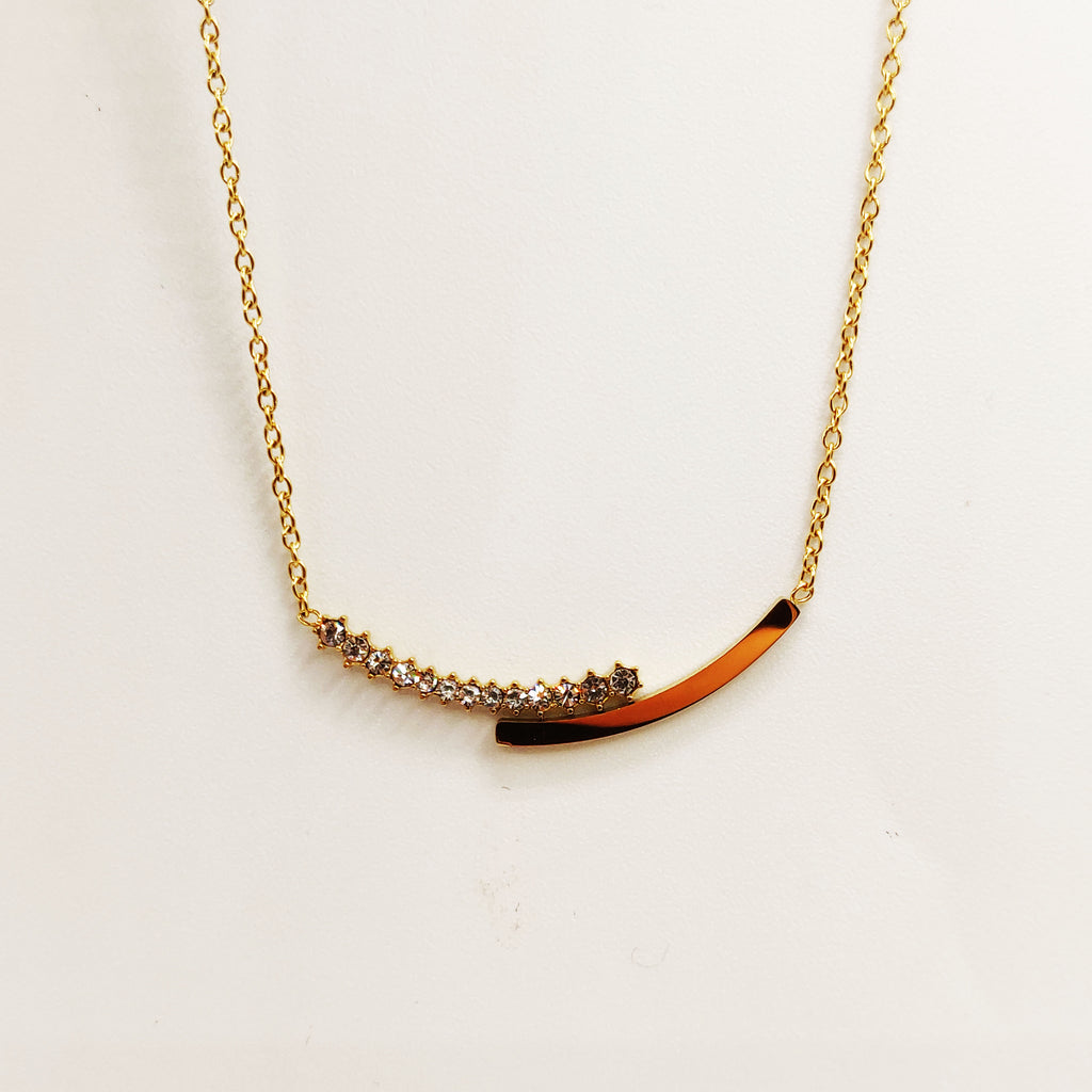 Collier Double Lignes Cristaux et Dorée Luxe