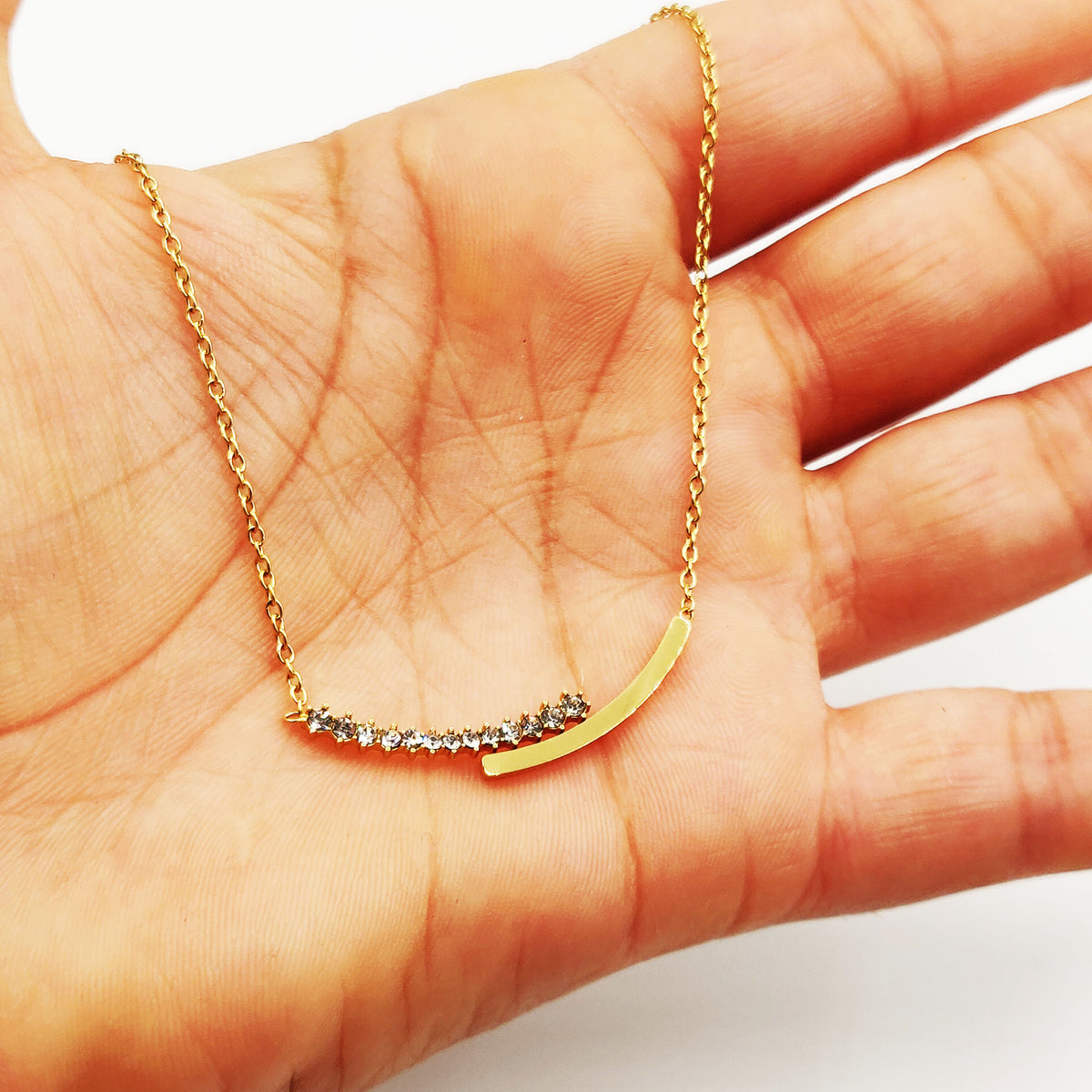 Collier Double Lignes Cristaux et Dorée Luxe