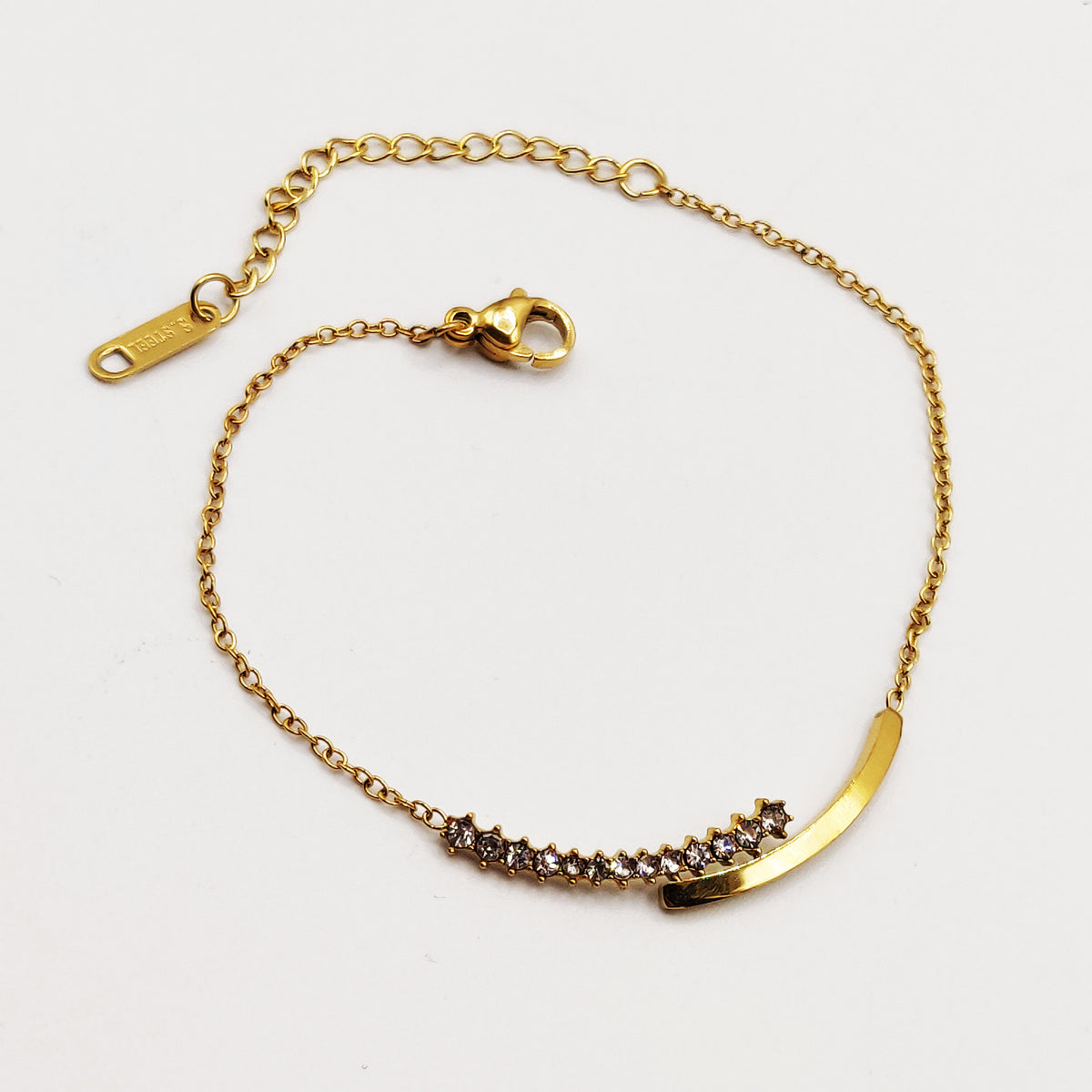Bracelet Double Lignes Cristaux et Dorée Luxe