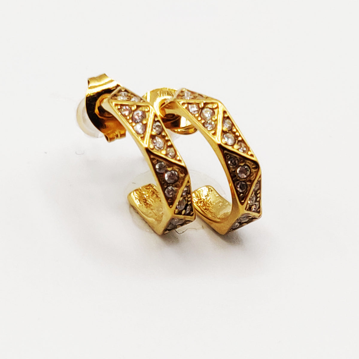 Boucles d'oreilles Créoles Triangles de Cristaux Luxe