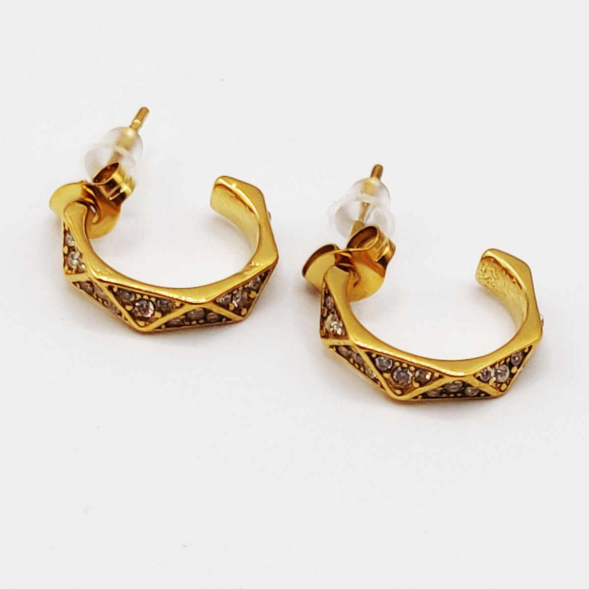 Boucles d'oreilles Créoles Triangles de Cristaux Luxe