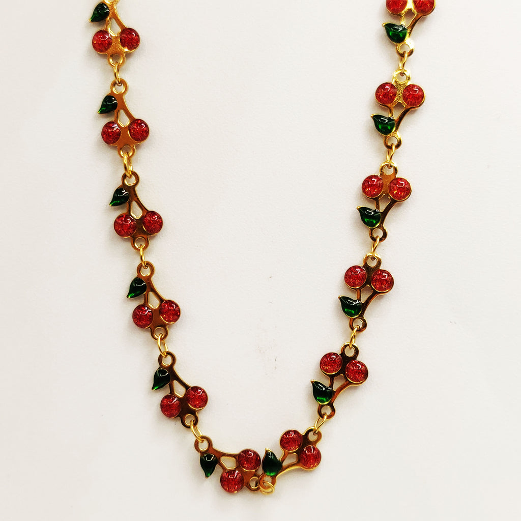 Collier Multi Double Cerises Cristaux Luxe