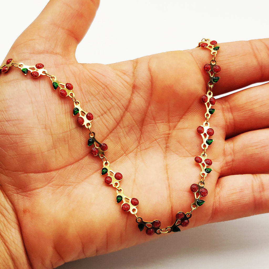 Collier Multi Double Cerises Cristaux Luxe