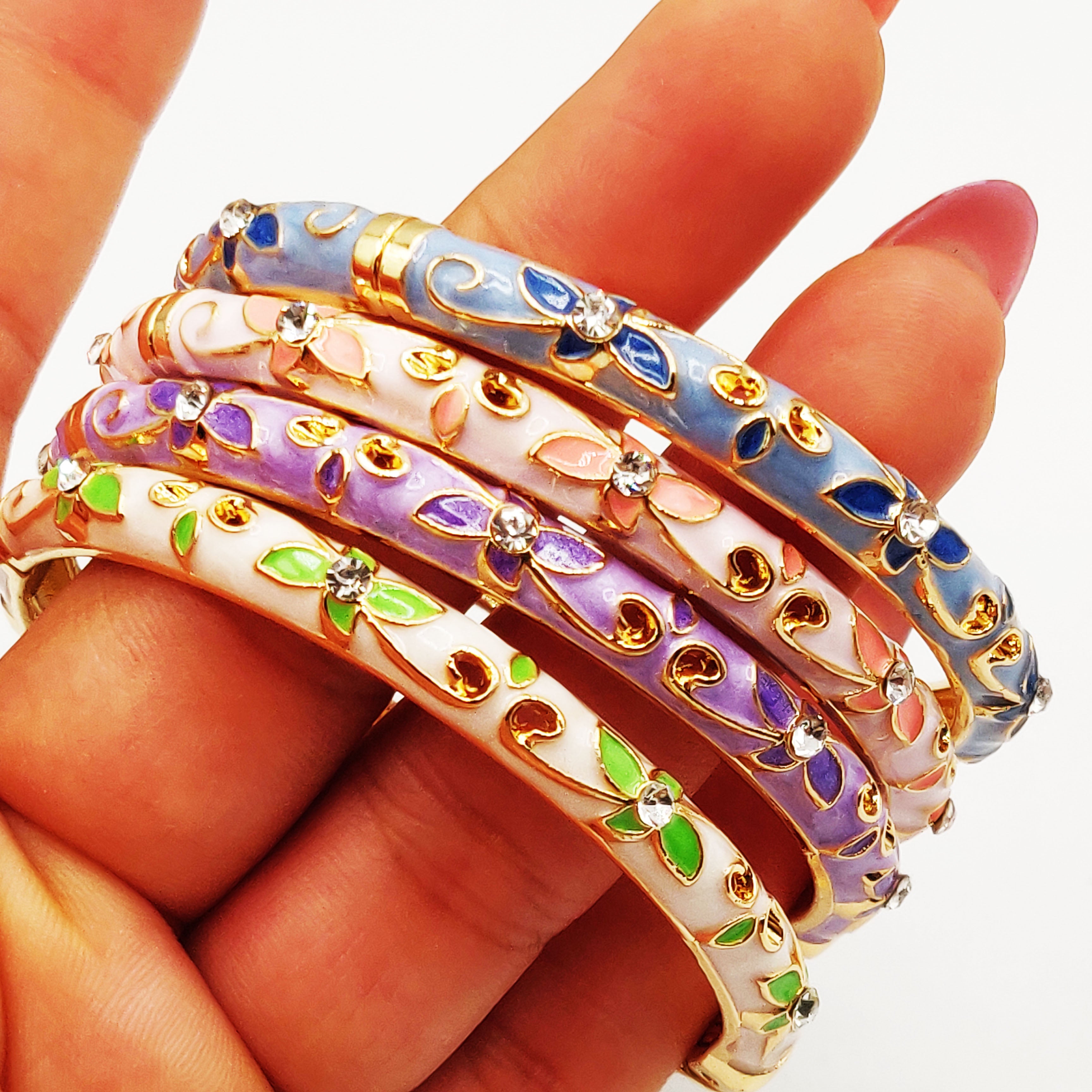 4 Bracelets Thaïlandais Fleurs Multicolores Luxe