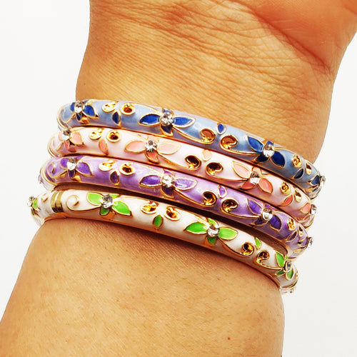 4 Bracelets Thaïlandais Fleurs Multicolores Luxe