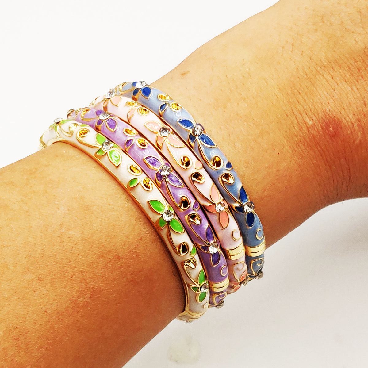 4 Bracelets Thaïlandais Fleurs Multicolores Luxe