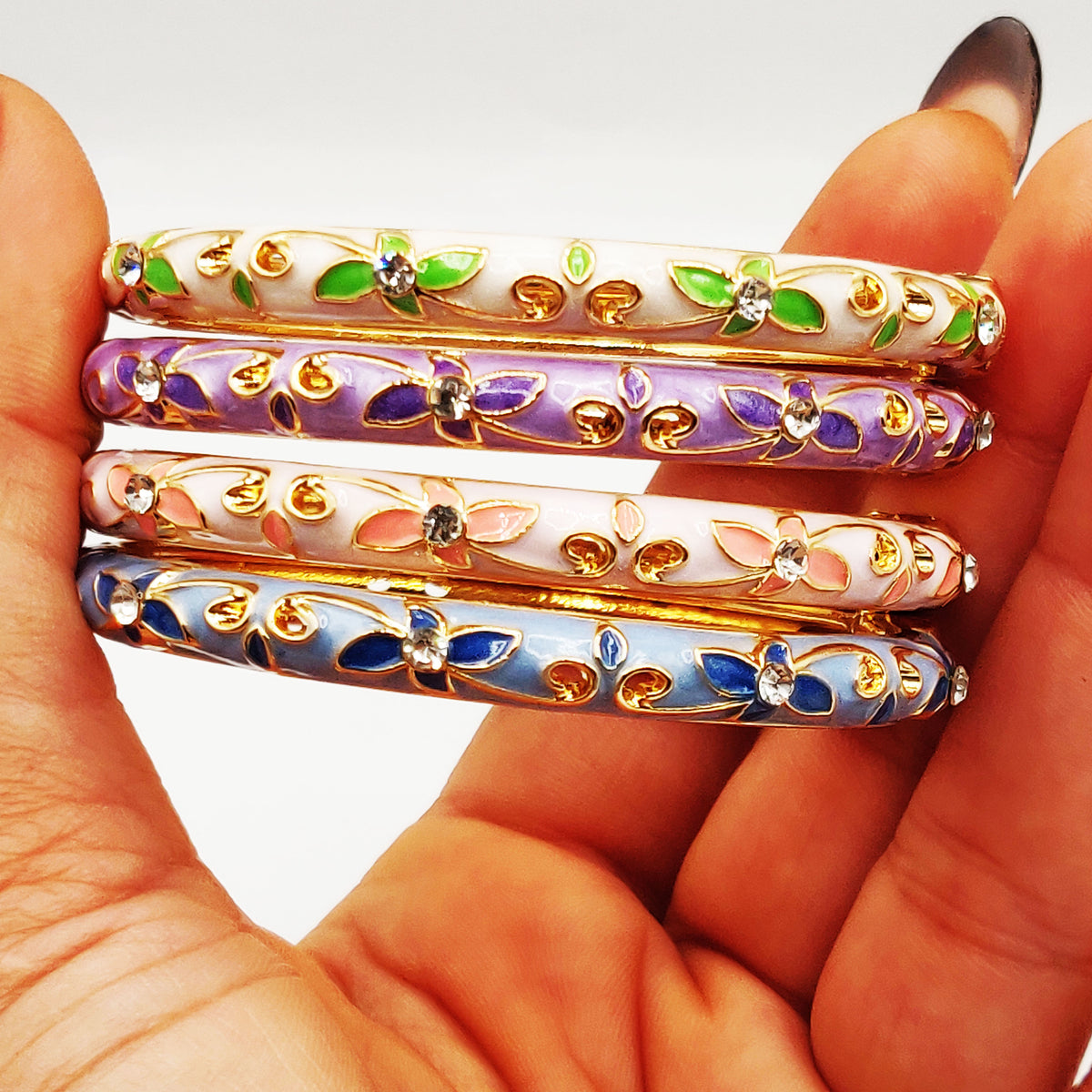 4 Bracelets Thaïlandais Fleurs Multicolores Luxe