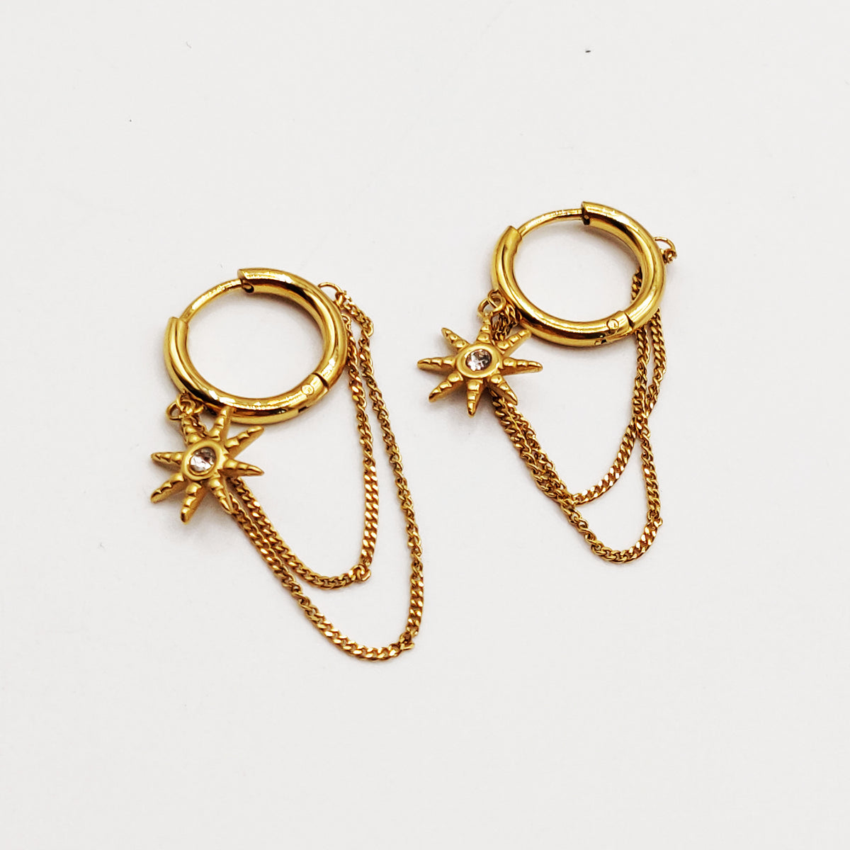 Boucles d'oreilles Créoles Chaîne Soleil Luxe