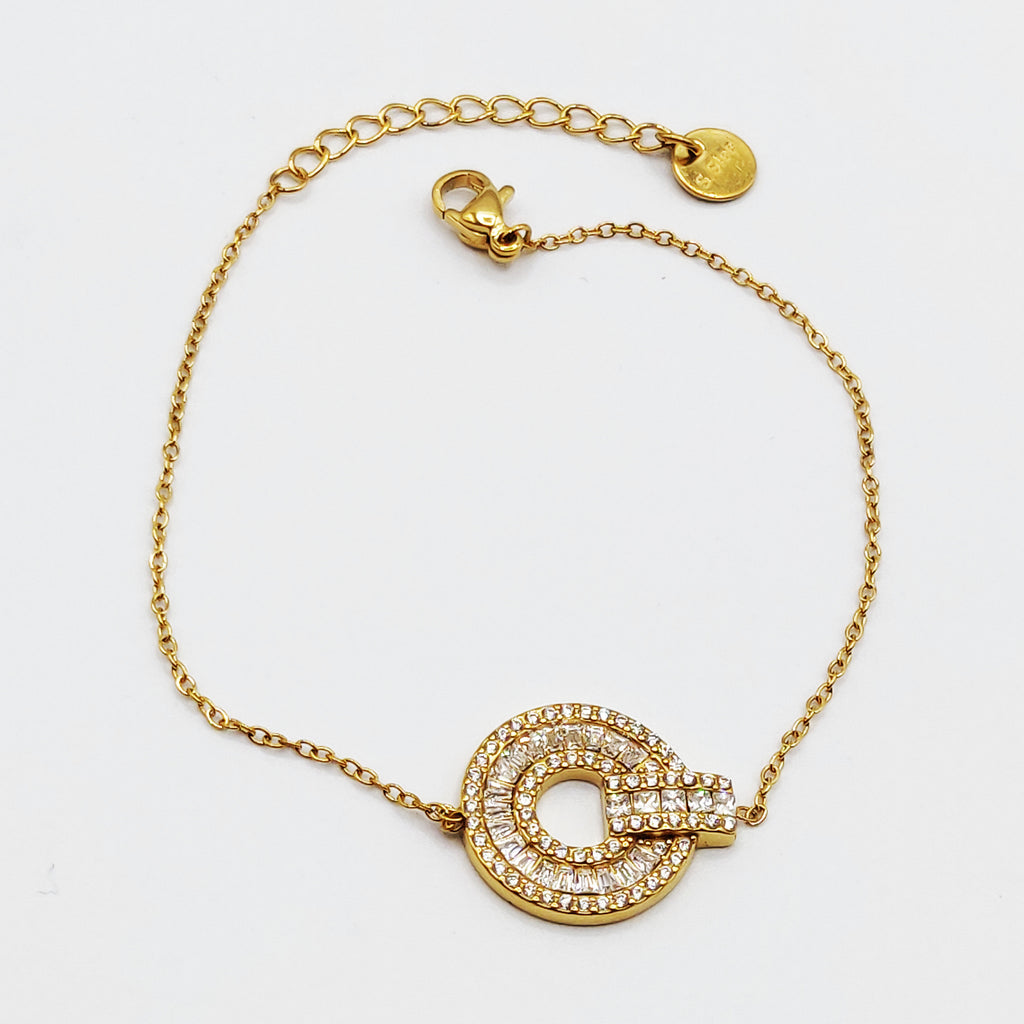Bracelet Cercle Cristaux Rectangulaires et Ronds Luxe