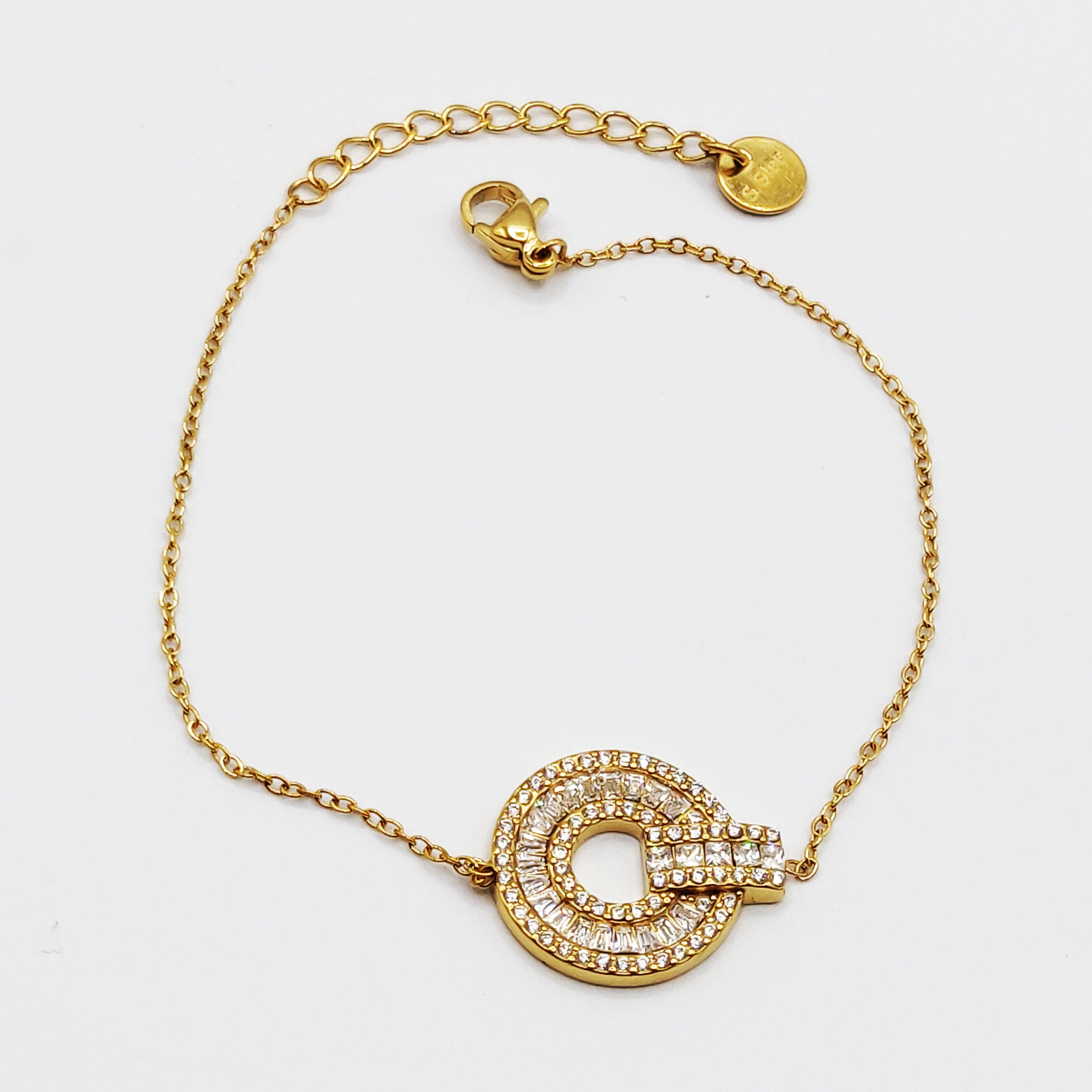 Bracelet Cercle Cristaux Rectangulaires et Ronds Luxe