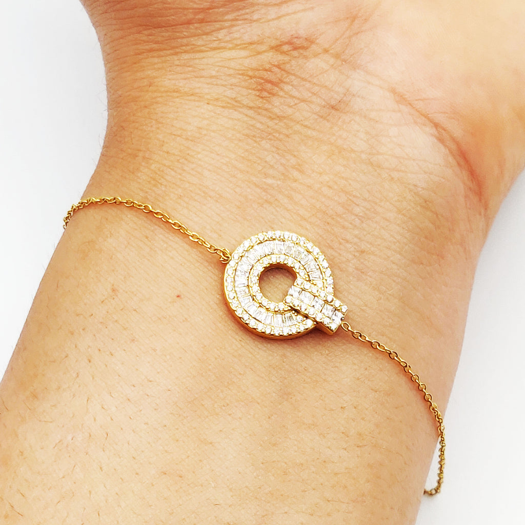 Bracelet Cercle Cristaux Rectangulaires et Ronds Luxe