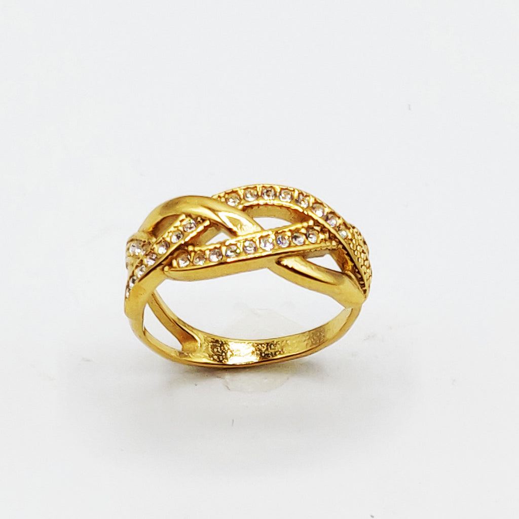 Bague Tresse Lignes Dorées et Cristaux Luxe