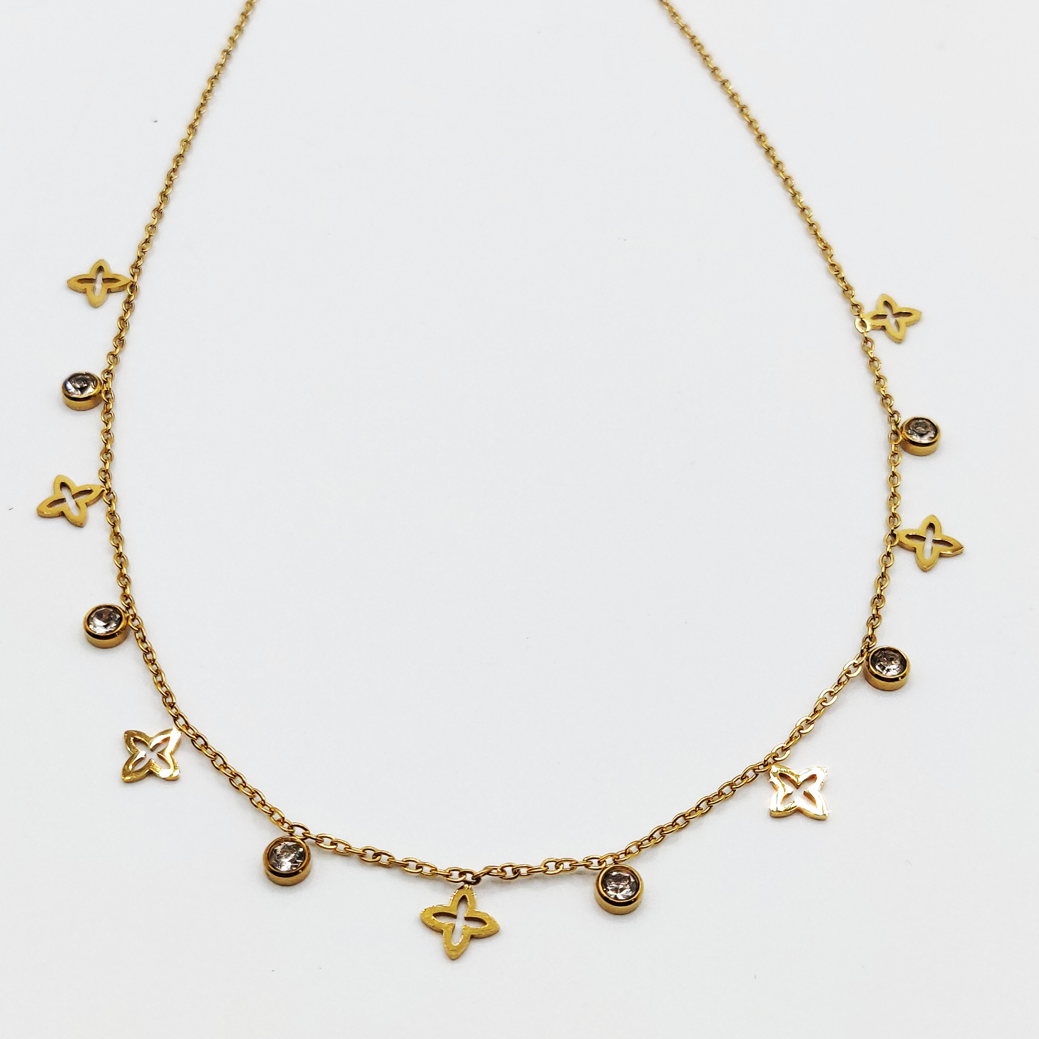Collier Multi Étoiles Creuses et Cristaux Luxe