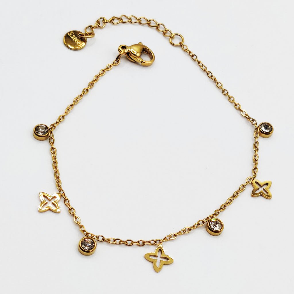 Bracelet Multi Étoiles Creuses et Cristaux Luxe