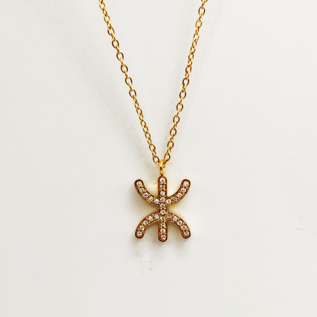Collier Simple Pendentif Amazigh Cristaux