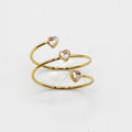 Bague Triple Lignes et Cristaux Coeurs Luxe