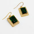 Boucles d'oreilles Marguerites Grand Rectangle Vert Luxe