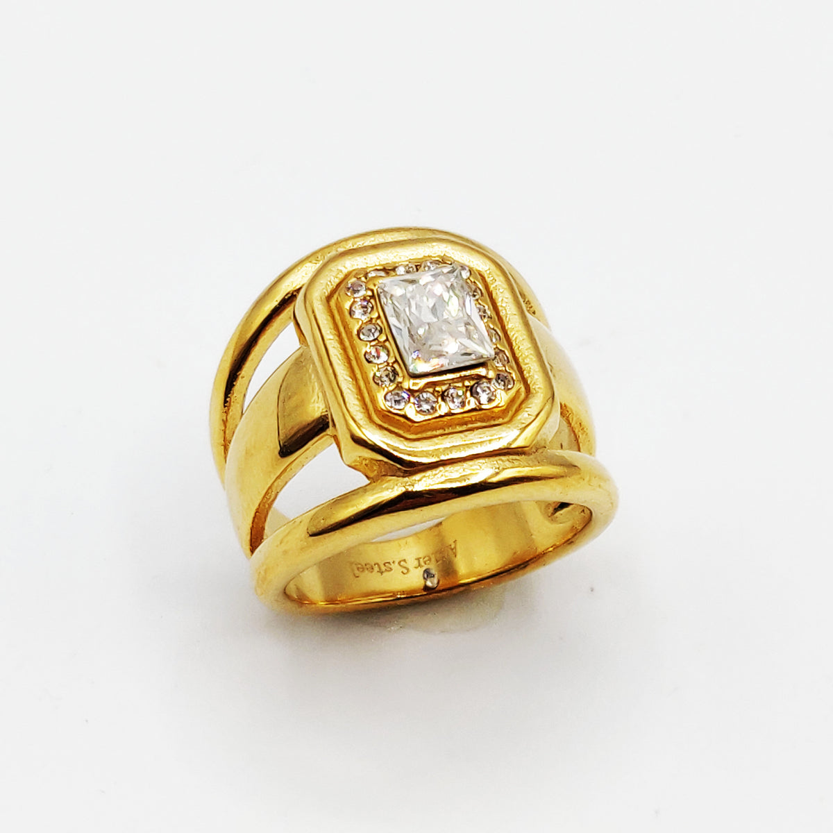 Bague Triple Lignes Grand Cristal Rectangle Luxe