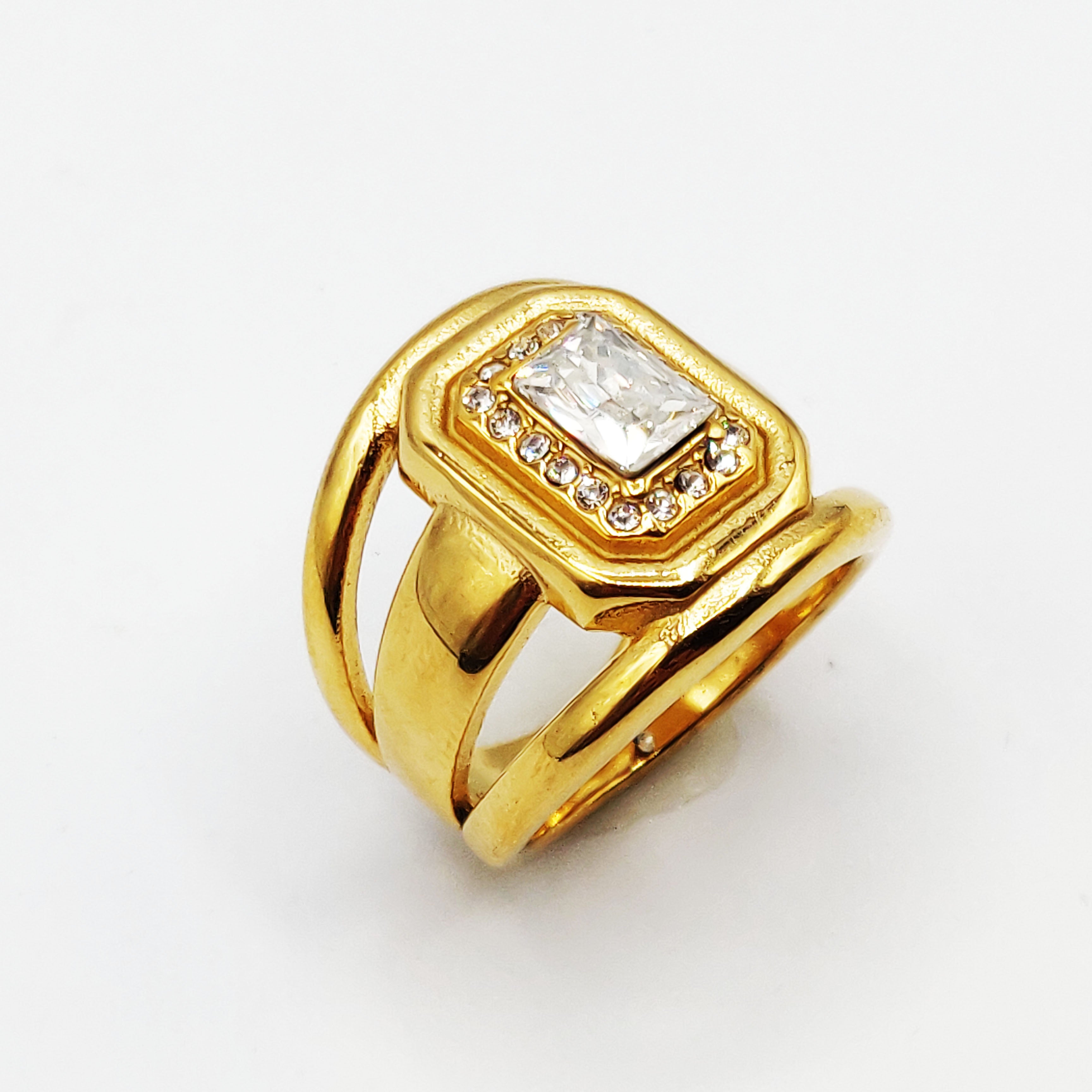 Bague Triple Lignes Grand Cristal Rectangle Luxe