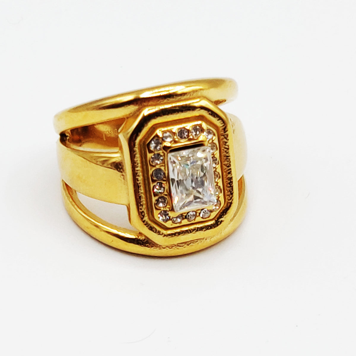 Bague Triple Lignes Grand Cristal Rectangle Luxe