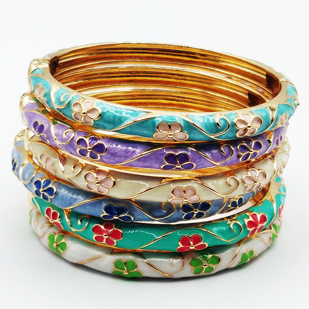 6 Bracelets Thaïlandais Fleurs Multicolores