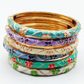 6 Bracelets Thaïlandais Fleurs Multicolores