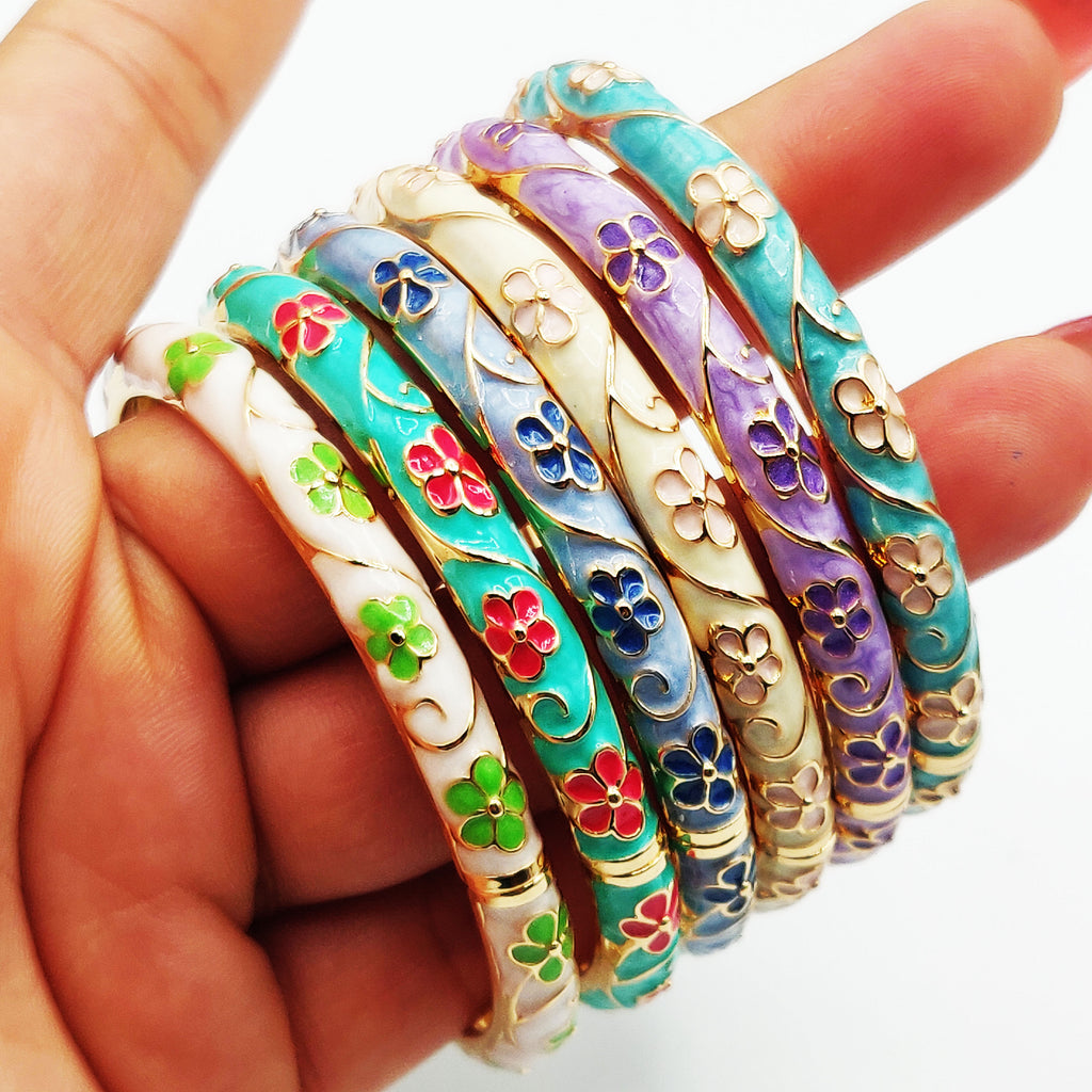 6 Bracelets Thaïlandais Fleurs Multicolores