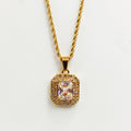 Collier Double Rectangles Cristaux Gros Cristal Luxe