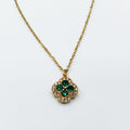 Collier Trèfle Cristaux Verts Tour Cristaux Luxe