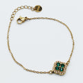 Bracelet Trèfle Cristaux Verts Tour Cristaux Luxe