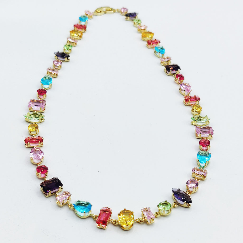 Collier Multi Cristaux Multi Formes et Multicolores Luxe