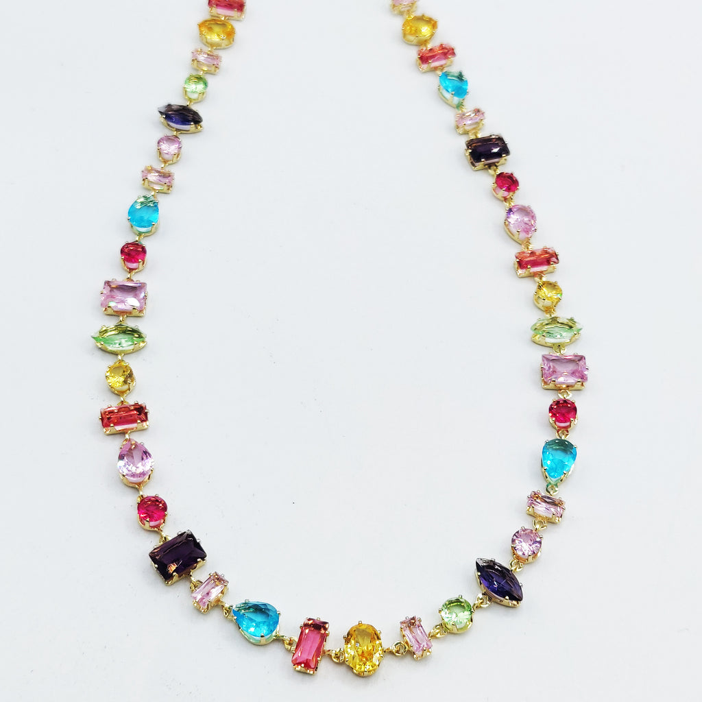 Collier Multi Cristaux Multi Formes et Multicolores Luxe