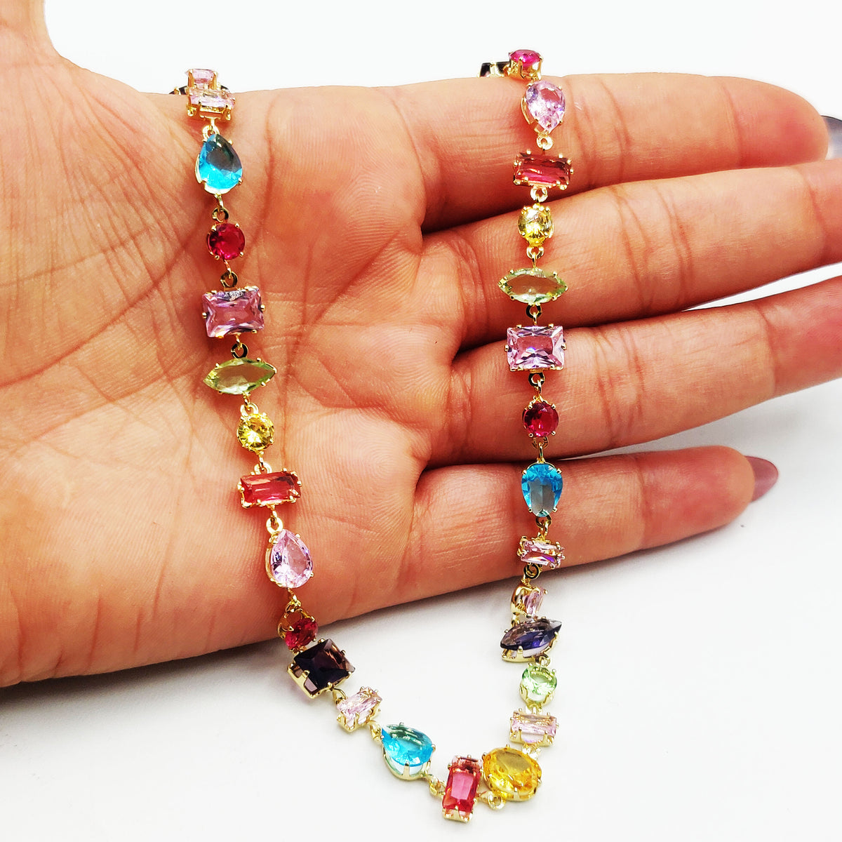 Collier Multi Cristaux Multi Formes et Multicolores Luxe