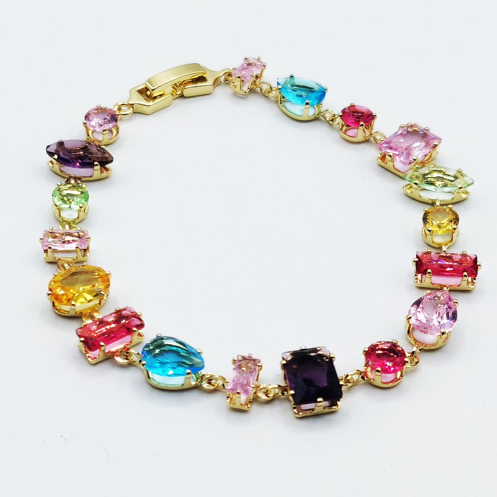 Bracelet Multi Cristaux Multi Formes et Multicolores Luxe