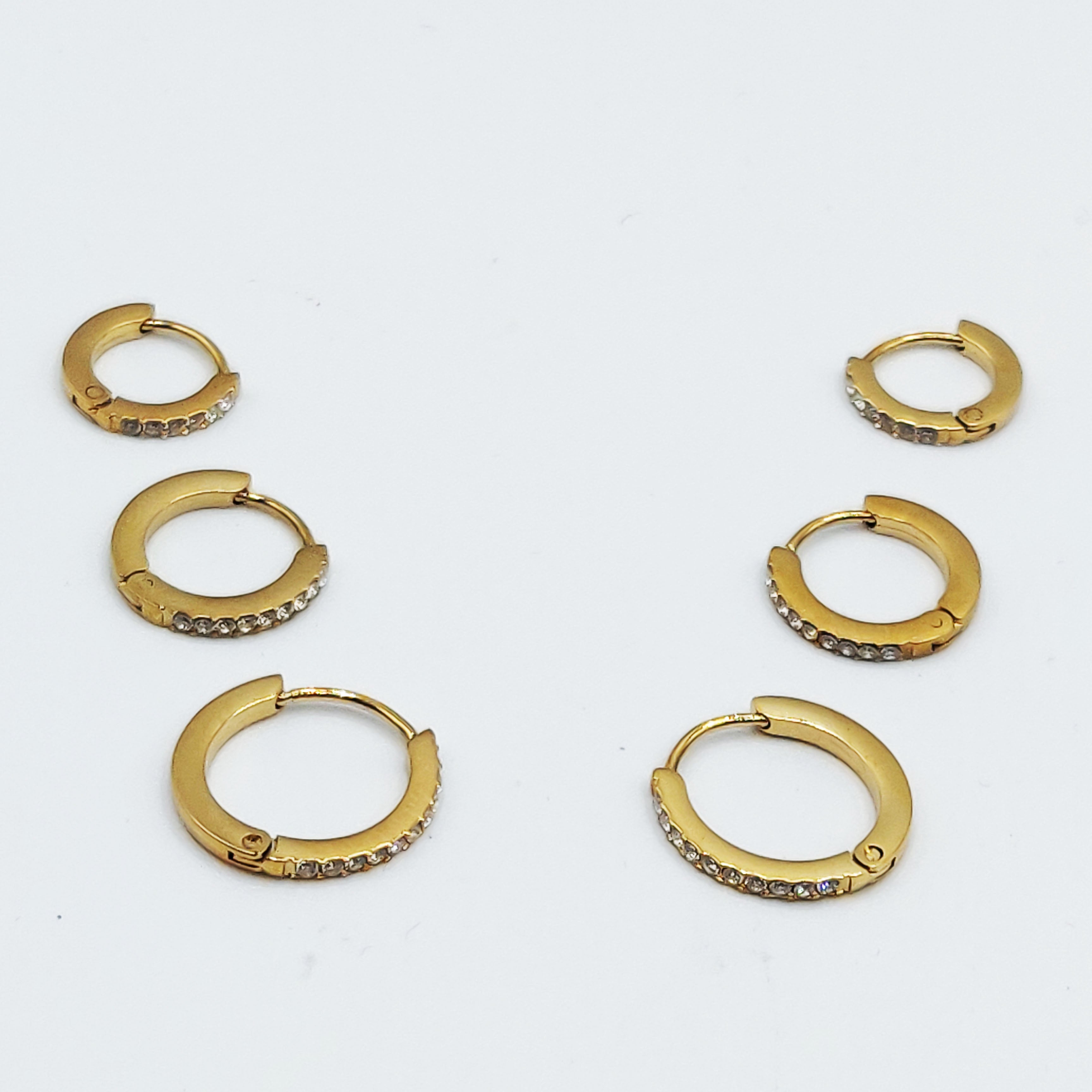 Boucles d'oreilles 3 Trous Créoles Cristaux Luxe