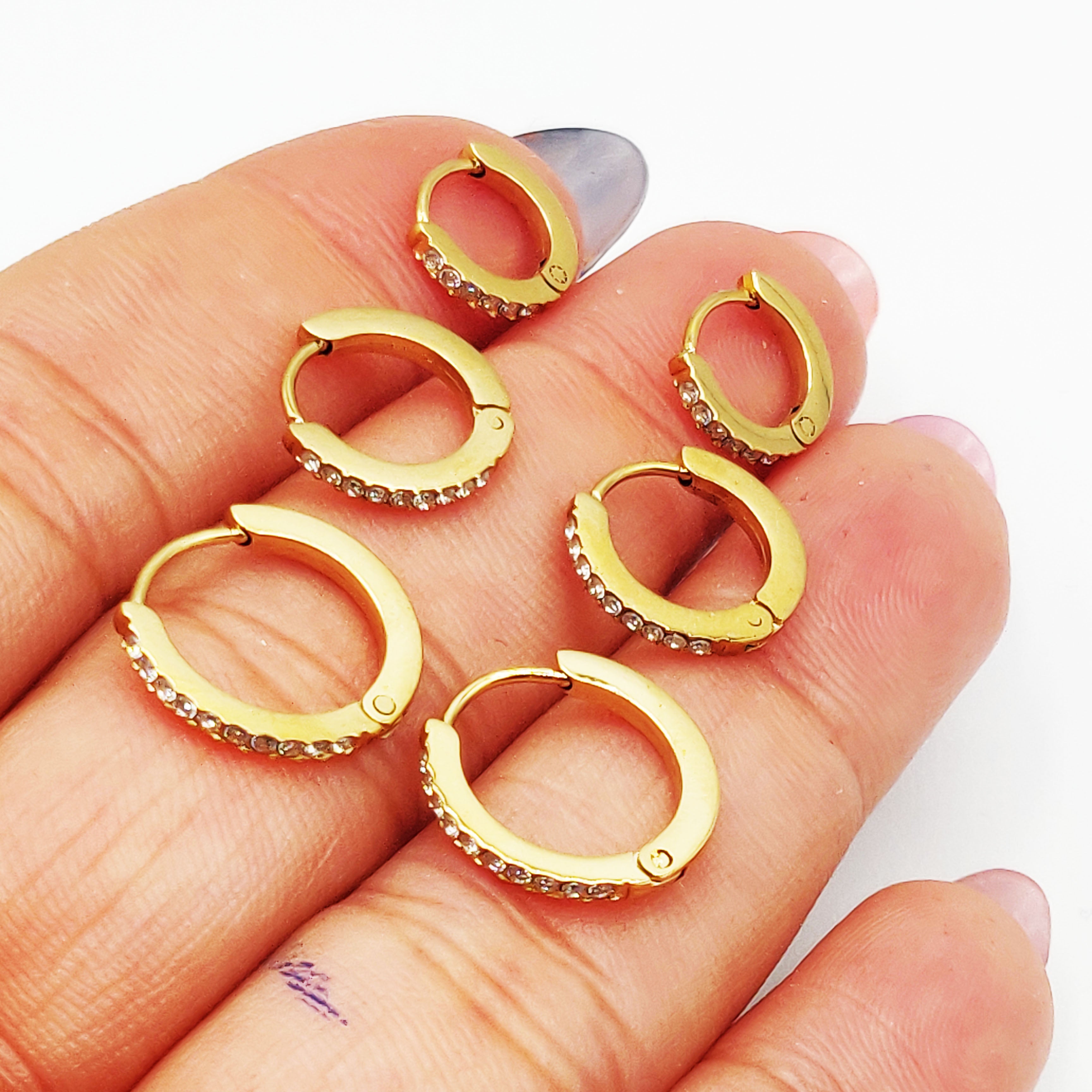 Boucles d'oreilles 3 Trous Créoles Cristaux Luxe