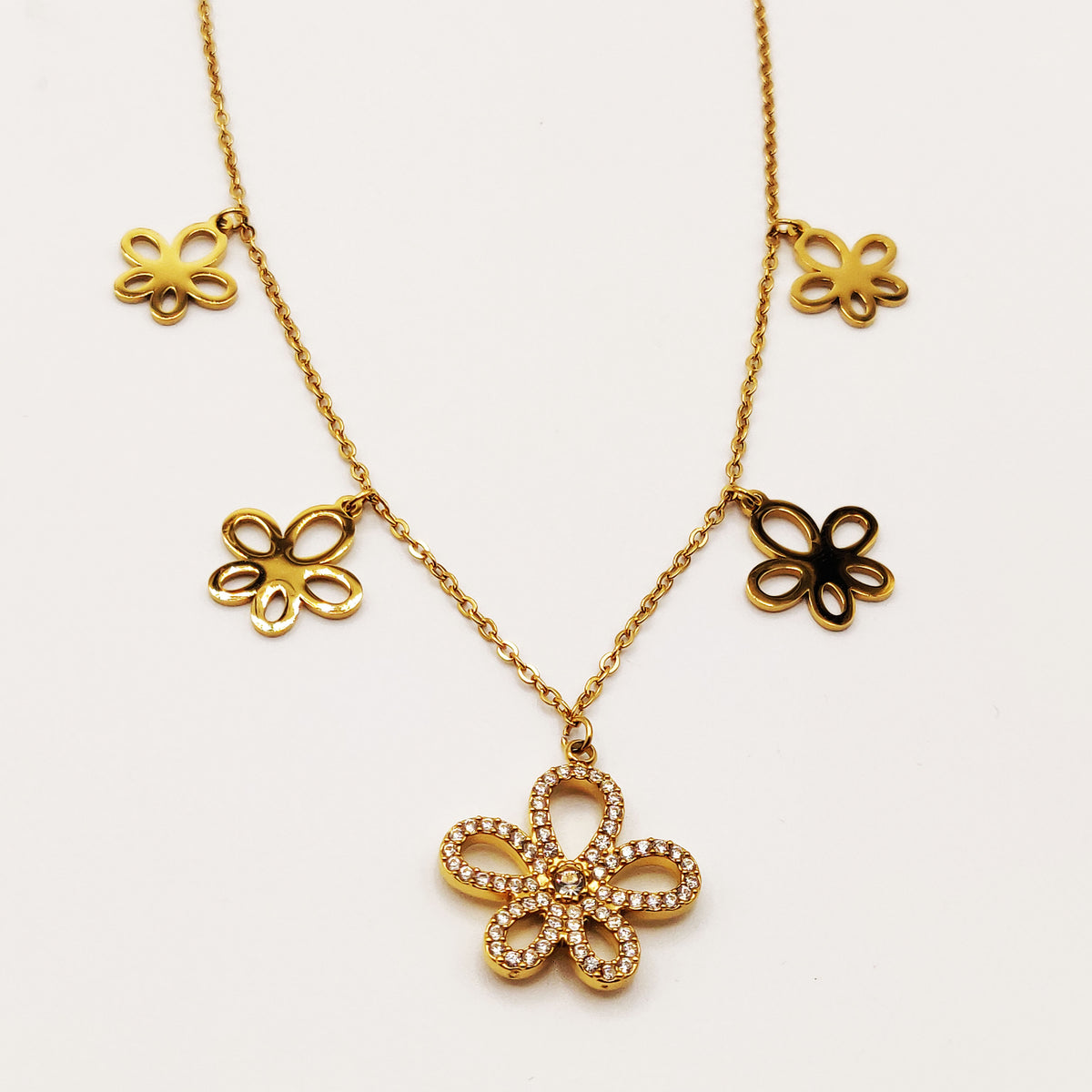 Collier Multi Fleurs Stylish Cristaux Luxe