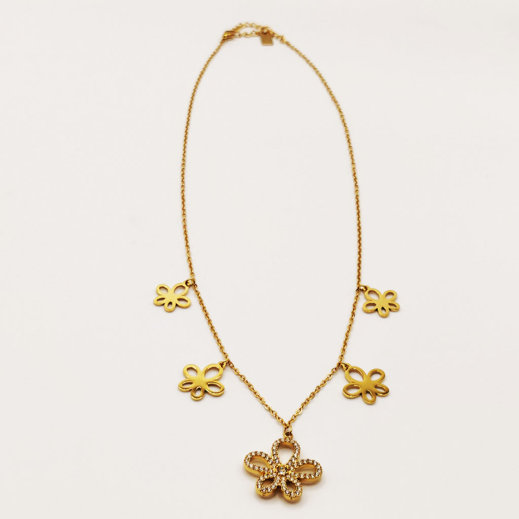 Collier Multi Fleurs Stylish Cristaux Luxe