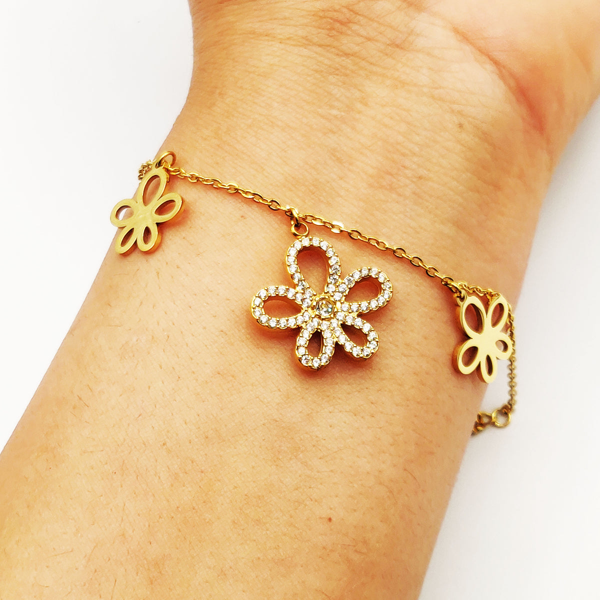 Bracelet Multi Fleurs Stylish Cristaux Luxe
