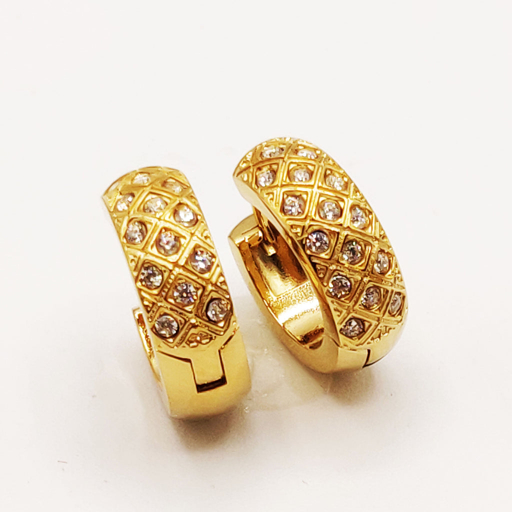 Boucles d'oreilles Créoles Losanges Cristaux Luxe