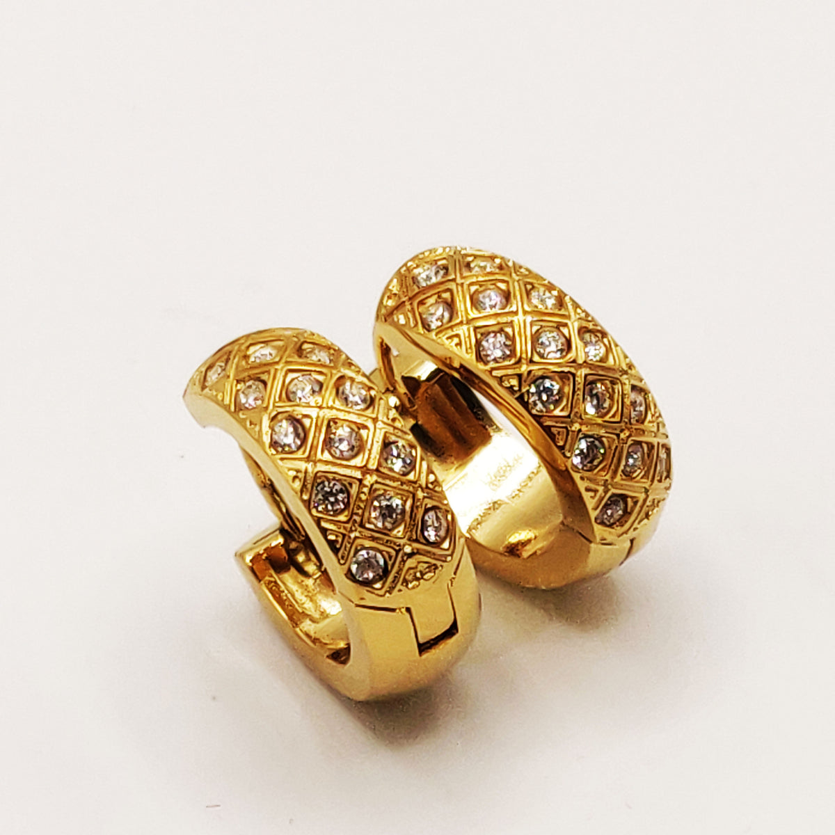 Boucles d'oreilles Créoles Losanges Cristaux Luxe
