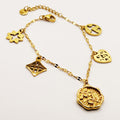 Bracelet Multi Pendentifs Fleurs et Étoiles Luxe