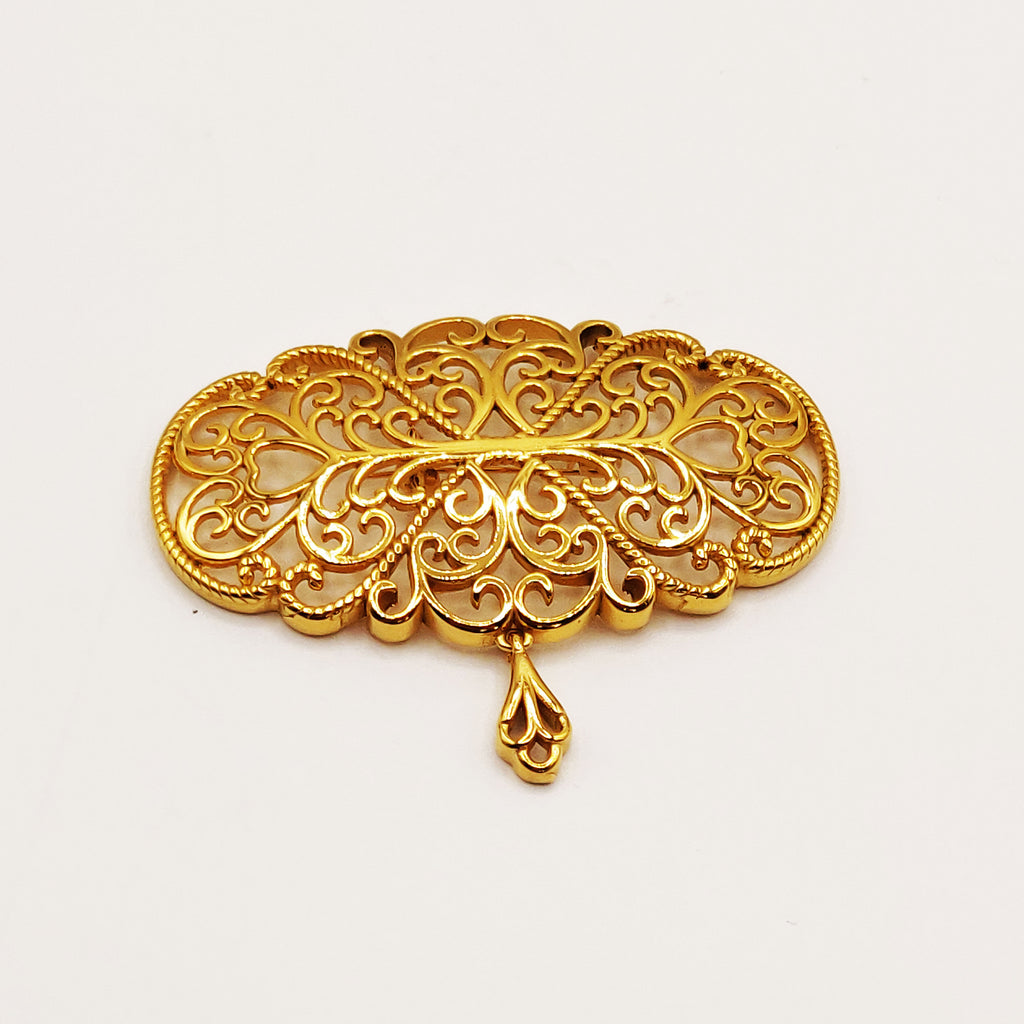 Broche Pendentif Ovale Motifs Orientaux Luxe