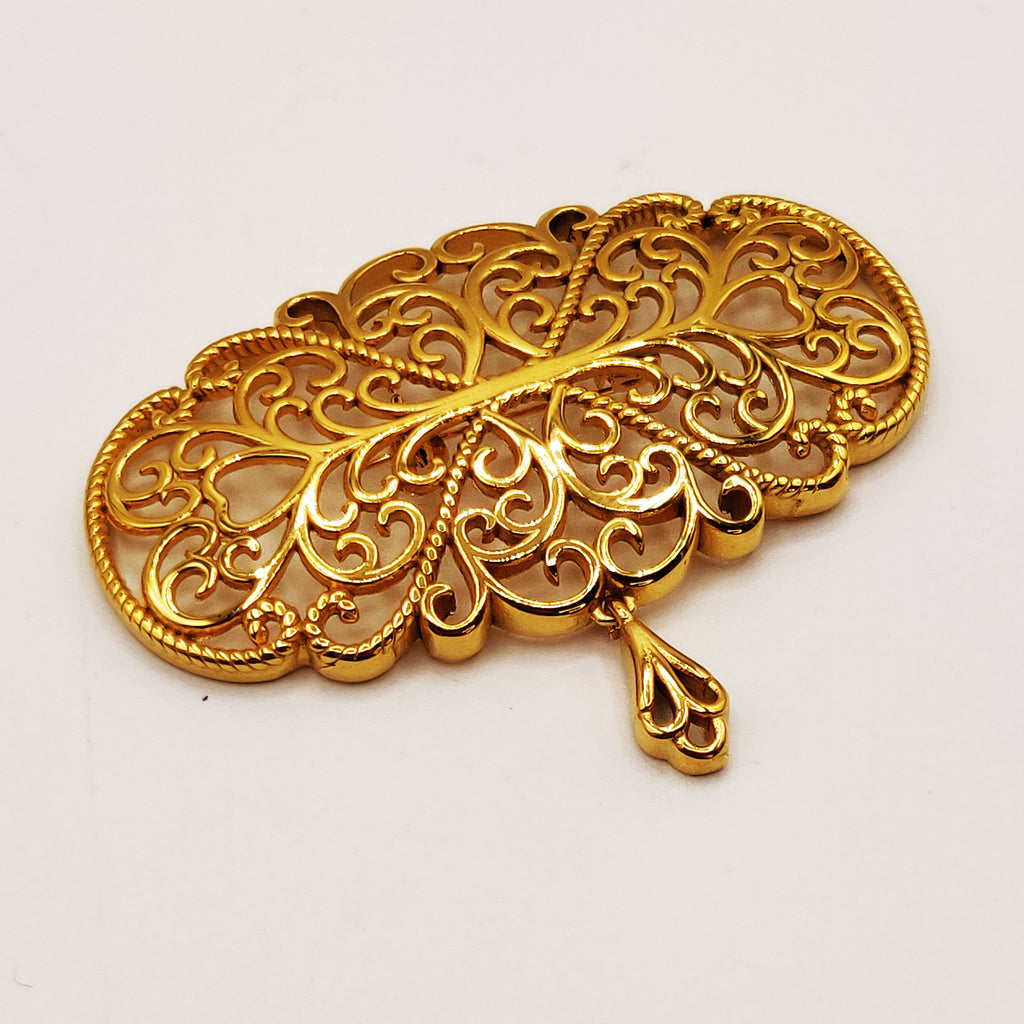 Broche Pendentif Ovale Motifs Orientaux Luxe