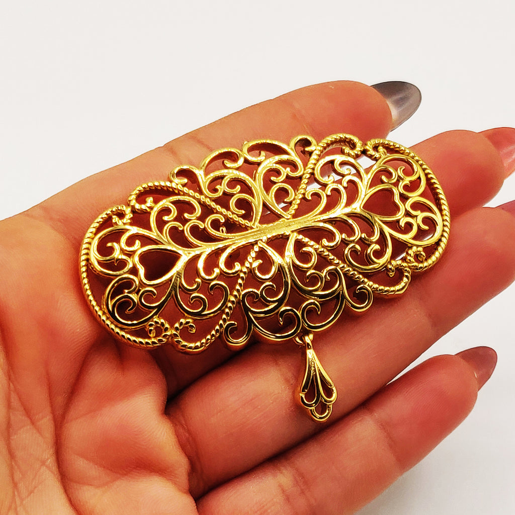 Broche Pendentif Ovale Motifs Orientaux Luxe