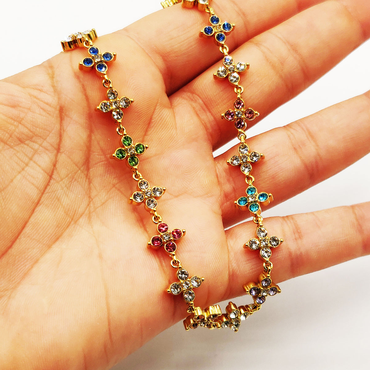 Collier Multi Trèfles Pointus Multicolores Luxe