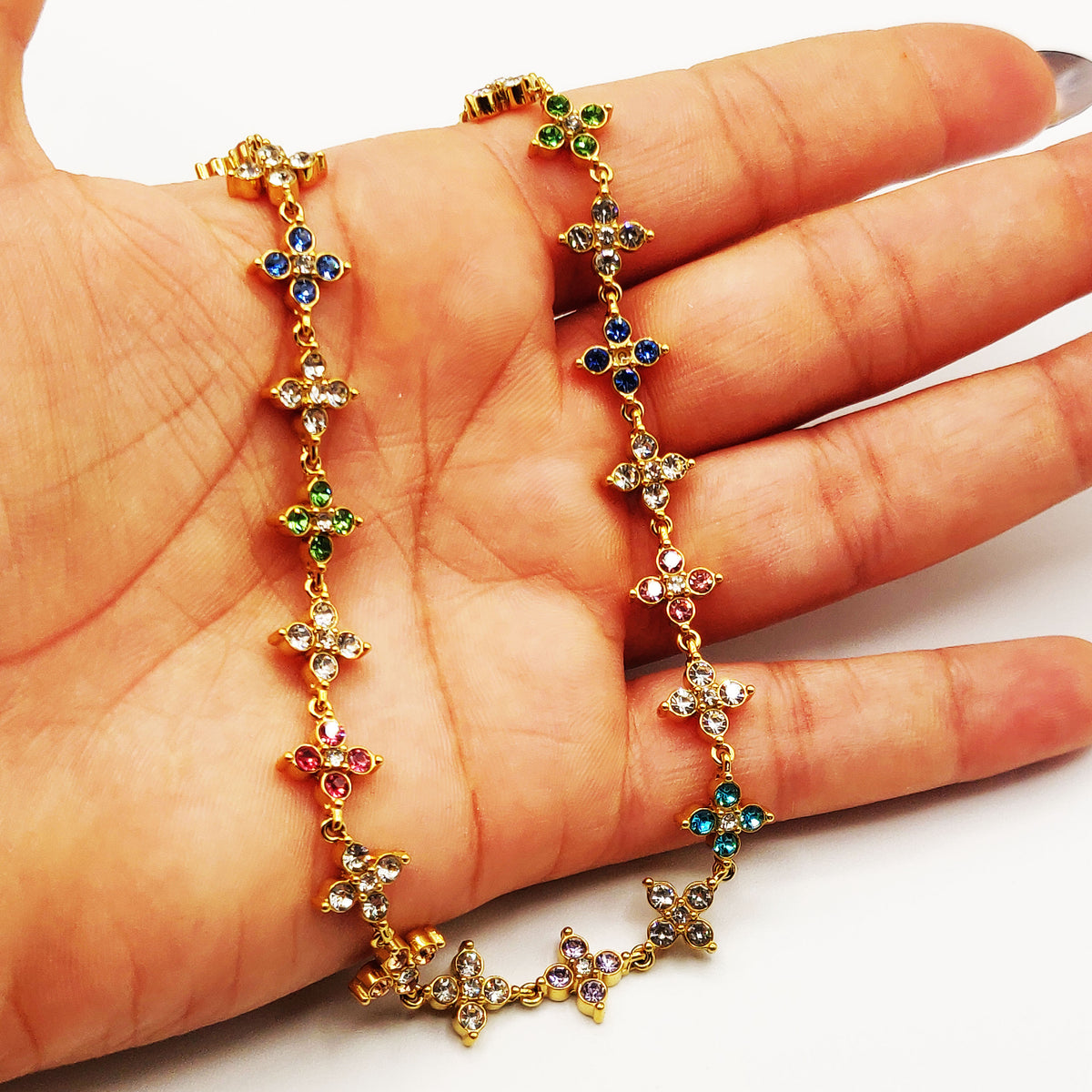 Collier Multi Trèfles Pointus Multicolores Luxe