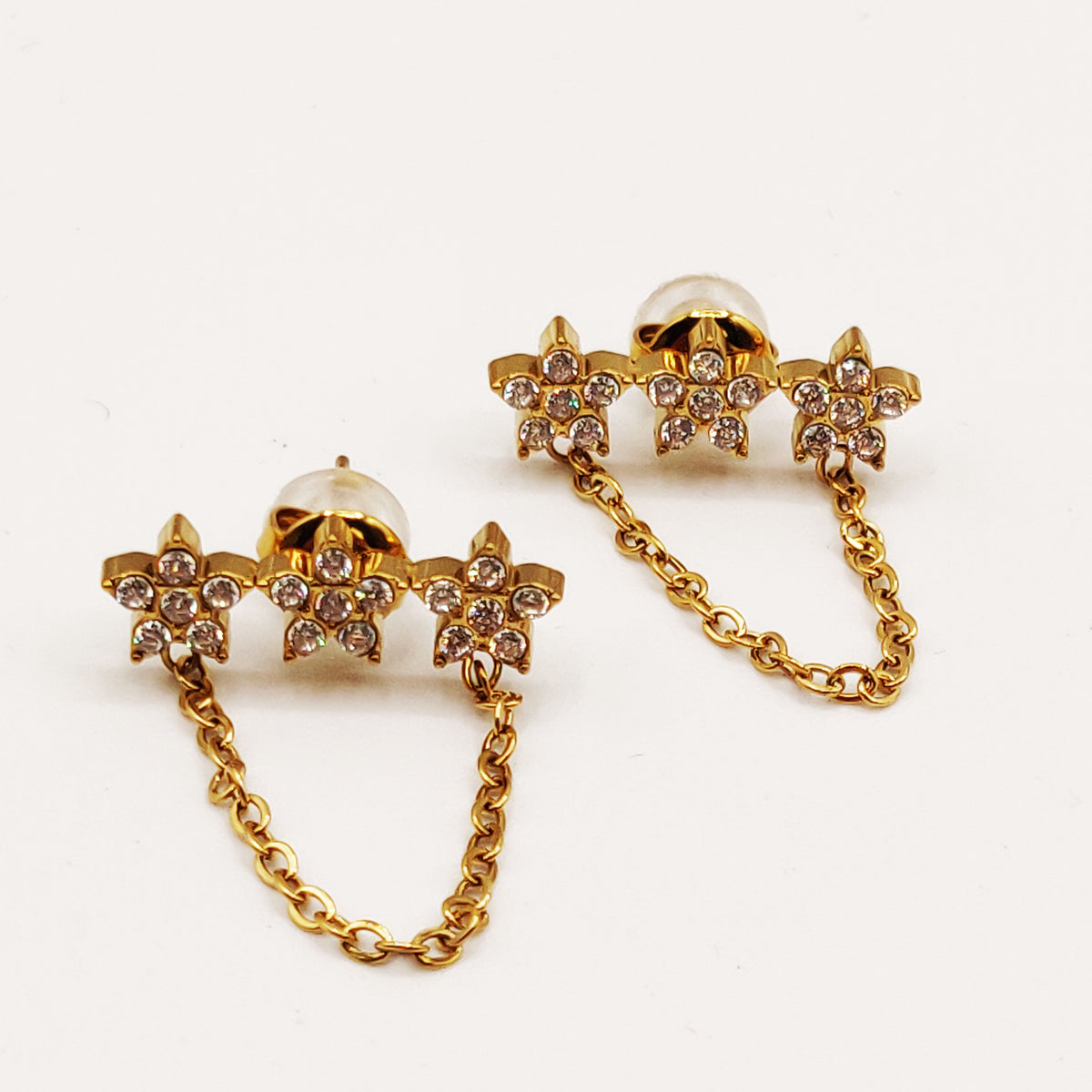 Boucles d'oreilles Triple Étoiles Cristaux Luxe