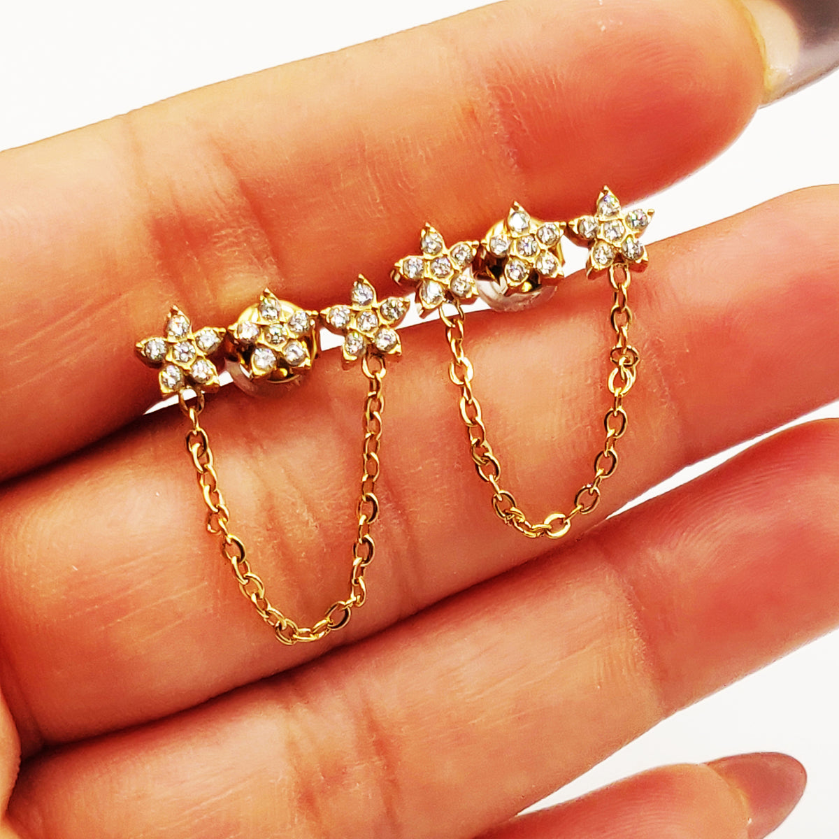 Boucles d'oreilles Triple Étoiles Cristaux Luxe